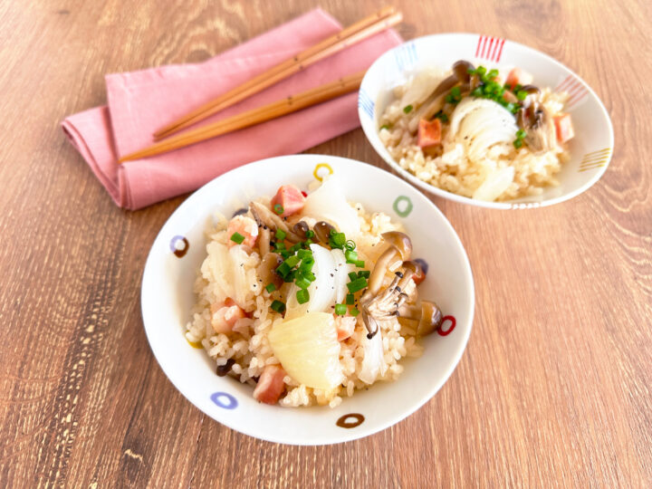 新タマネギの炊き込みご飯