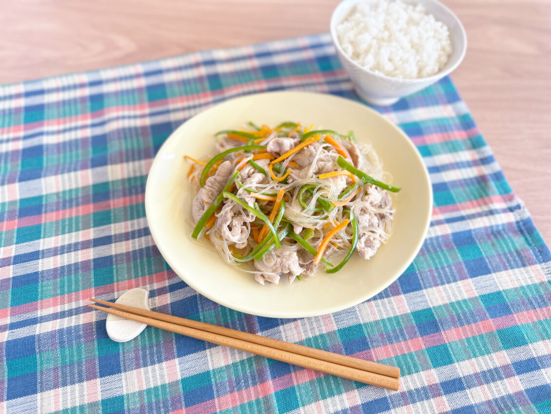 豚肉とピーマンの春雨炒め