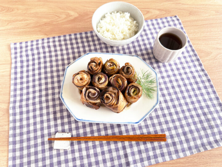 ナスと豚肉のくるくる巻き