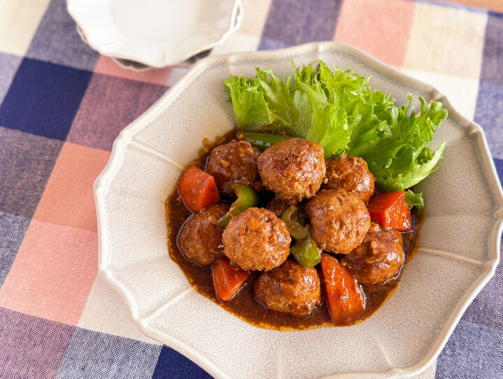 レンジで煮込みミートボール