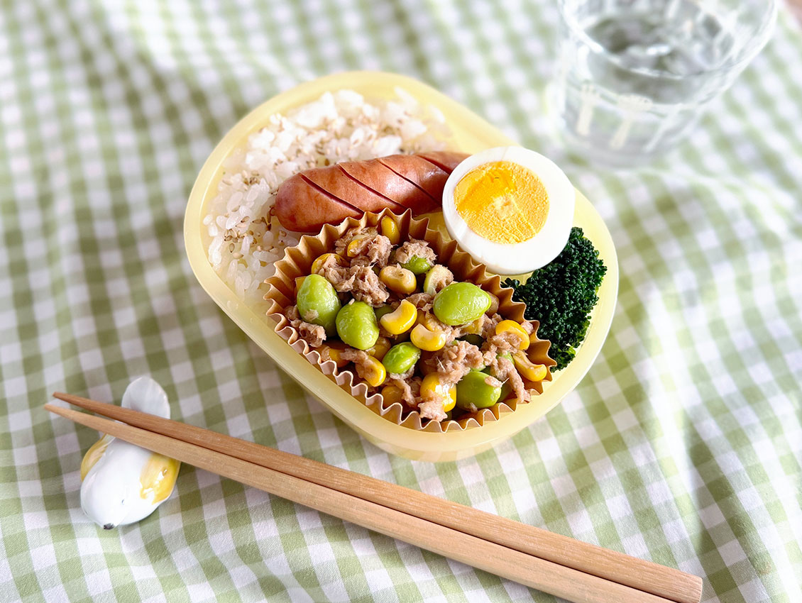 枝豆とコーン、ツナのソース炒め