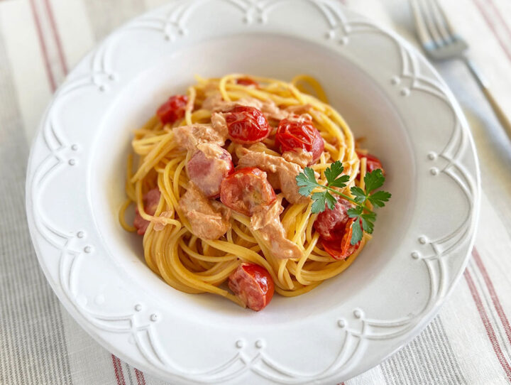 ミニトマトのトマトクリームパスタ