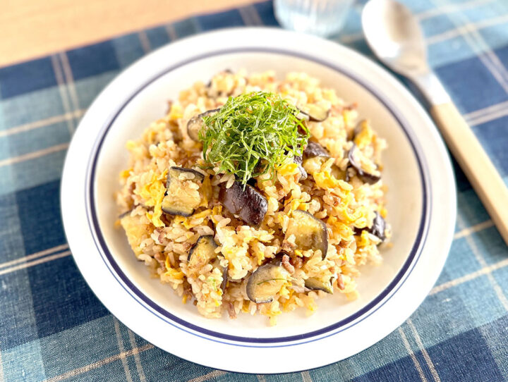 ナスとひき肉のチャーハン